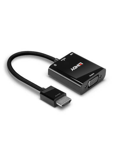 Lindy 38285 Adapter Kablowy 0,1 M Hdmi Typu A (Standard) Vga (D-Sub) Czarny