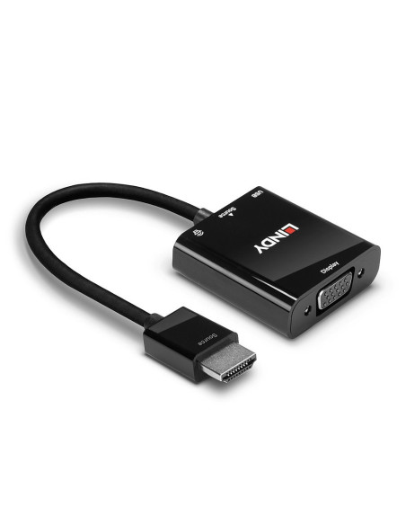 Lindy 38285 Adapter Kablowy 0,1 M Hdmi Typu A (Standard) Vga (D-Sub) Czarny