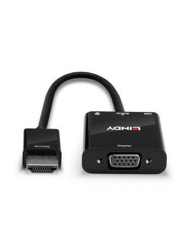 Lindy 38285 Adapter Kablowy 0,1 M Hdmi Typu A (Standard) Vga (D-Sub) Czarny