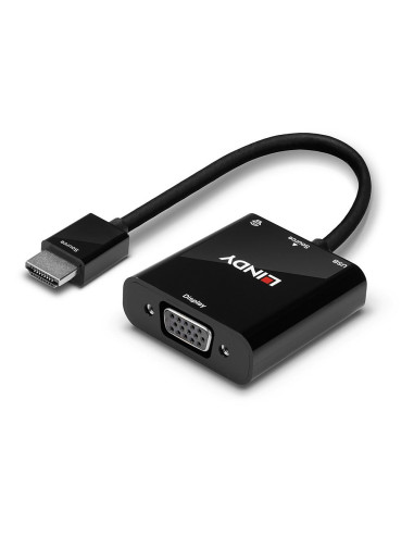 Lindy 38285 Adapter Kablowy 0,1 M Hdmi Typu A (Standard) Vga (D-Sub) Czarny