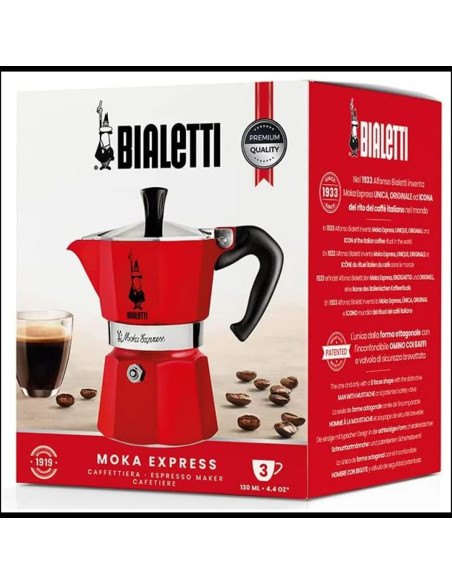 Kawiarka Na 3 Filiżanki Moka Express 5466 Bialetti Czerwona