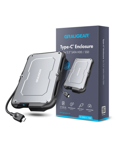 Graugear G-2502-C-10G Obudowa Do Dysków Twardych Obudowa Hdd/Ssd Czarny, Stal 2.5"