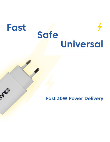 Club3D Cac-3020 Ładowarka Do Urządzeń Przenośnych Smartfon, Uniwersalne Biały Prąd Przemienny Szybkie Ładowanie Wewnętrzna
