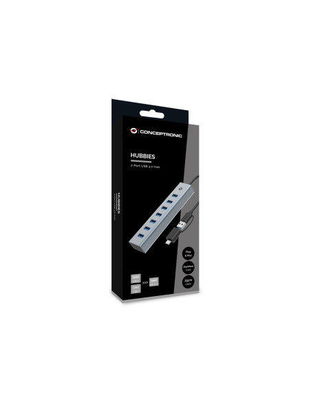 Conceptronic Hubbies21G Huby I Koncentratory Usb 3.2 Gen 1 (3.1 Gen 1) Type-A 5000 Mbit/S Szary