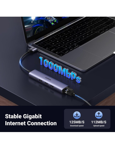 Ugreen 60554 Stacja Dokująca Przewodowa Usb 3.2 Gen 1 (3.1 Gen 1) Type-C Szary