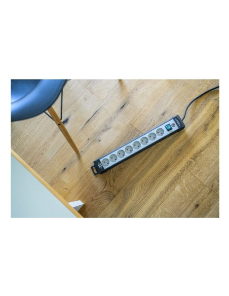 Brennenstuhl 1951580101 Regleta, 230 V, Negro Y Gris Claro, 49 Cm Rozgałęziacz 5 M 8 X Gniazdo Sieciowe Wewnętrzna Czarny, Jasno