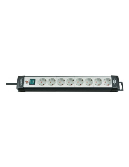 Brennenstuhl 1951580101 Regleta, 230 V, Negro Y Gris Claro, 49 Cm Rozgałęziacz 5 M 8 X Gniazdo Sieciowe Wewnętrzna Czarny, Jasno