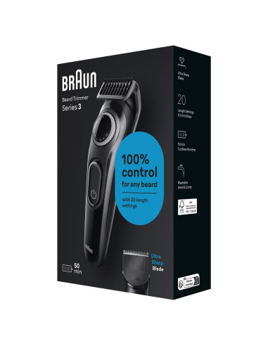 Braun Beardtrimmer 3 Bt3400 Trymer Do Brody Bateria 20 1 Cm Czarny