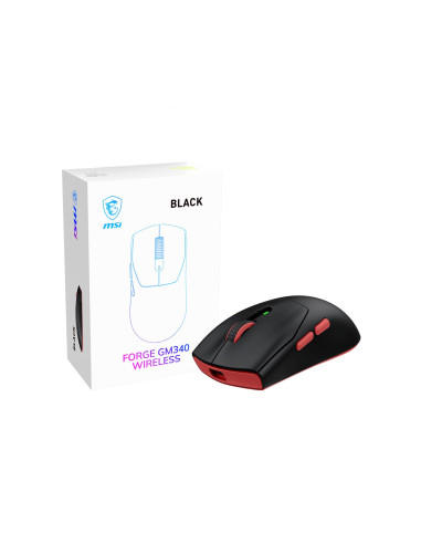 Msi Forge Gm340 Wireless Black Myszka Gaming Oburęczny Rf Wireless + Bluetooth Optyczny 12000 Dpi