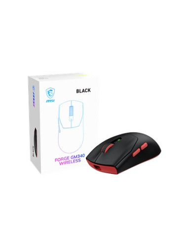 Msi Forge Gm340 Wireless Black Myszka Gaming Oburęczny Rf Wireless + Bluetooth Optyczny 12000 Dpi