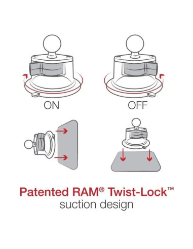 Ram Mount Twist-Lock™ Przyssawka Do Szyby/Deski Rozdzielczej Z Głowicą Rozmiar B Ram-B-224-1U