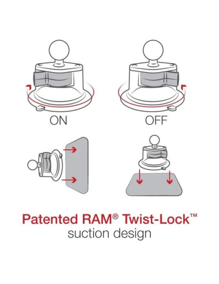 Ram Mount Twist-Lock™ Przyssawka Do Szyby/Deski Rozdzielczej Z Głowicą Rozmiar B Ram-B-224-1U