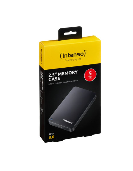 Intenso 2,5" Memory Case Zewnętrzny Dysk Twarde 5 Tb 5400 Rpm 2.5" Usb Typu-A 3.2 Gen 1 (3.1 Gen 1) Czarny
