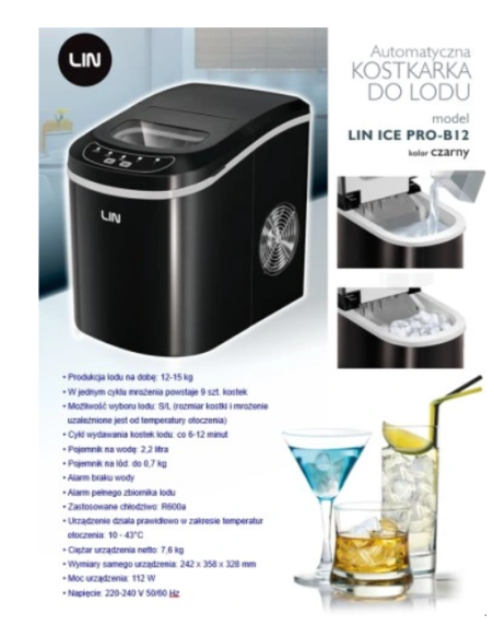 Kostkarka Do Lodu Lin Ice Pro-B12 Czarna