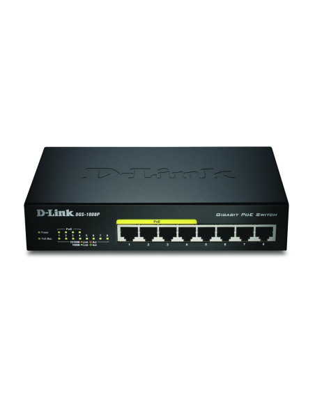 D-Link Dgs-1008P/E Łącza Sieciowe Nie Zarządzany L2 Obsługa Poe Czarny