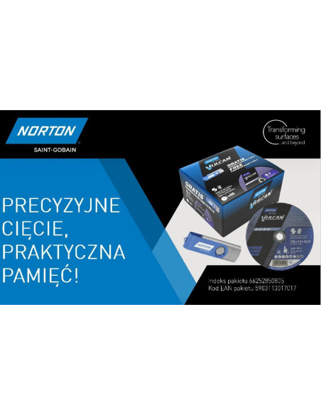 Norton Tarcza.vulcan 230 X 1,9Mm 50/Szt. A46S Do Metalu+Pamieć Usb 64Gb