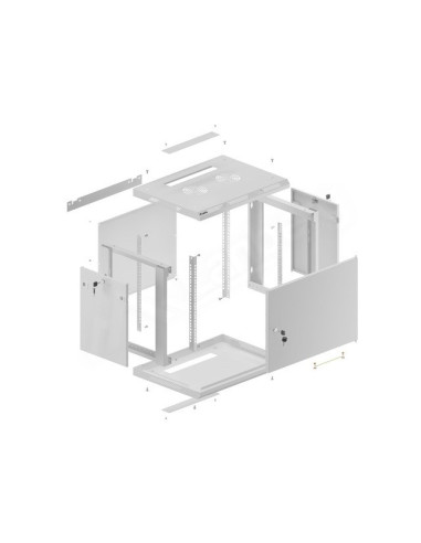 Lanberg Szafa Wisząca Rack 19" 9U 600X450 Drzwi Metalowe Szara (Flat Pack) Wf01-6409-00S