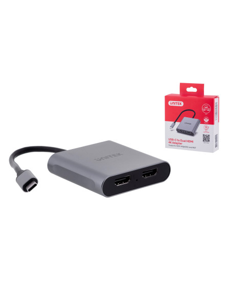 Unitek Adapter Usb-C, 2X Hdmi, 4K@60Hz, Mst, V1404B