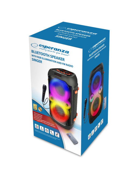 Esperanza Głośnik Bt Fm Led Rgb Karaoke Singer Ep156