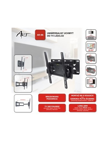 Uchwyt Do Tv Lcd/Led Ar-86 Art 32-63" 30Kg Reg. Pion/Poziom 64Cm