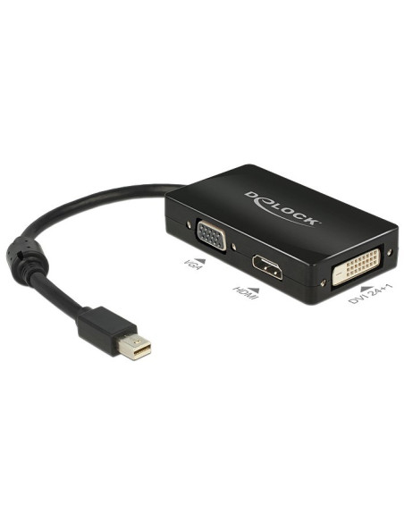 Delock 0.16M Displayport/Vga + Hdmi + Dvi 0,16 M Mini Displayport Vga (D-Sub)+ Hdmi + Dvi Czarny