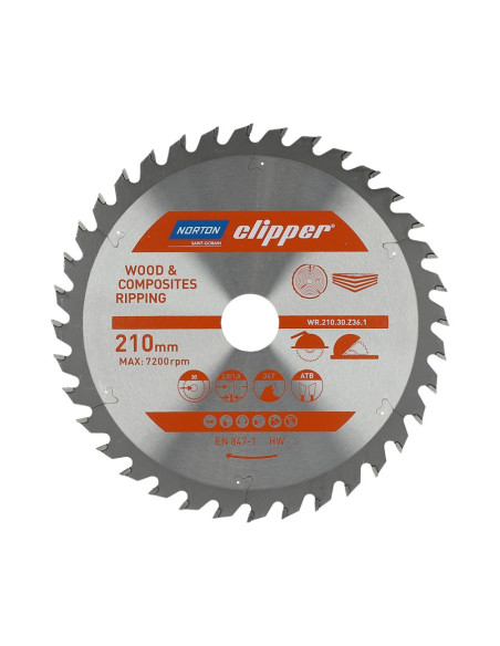 Norton Piła Tarczowa 210Mm X 30Mm X 36Z Drewno I Kompozyty Atb (2,8 / 1,8)