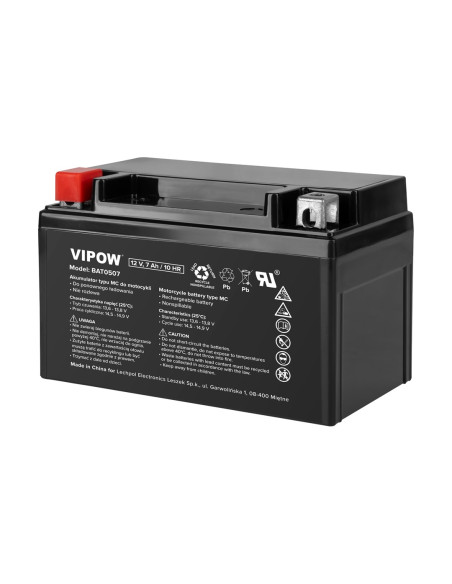Akumulator Vipow Typu Mc Do Motocykli 12V 7Ah