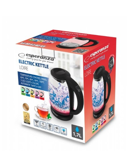 Czajnik Elektryczny Esperanza Loire Ekk027 (2200W 1.7L  Kolor Czarny)
