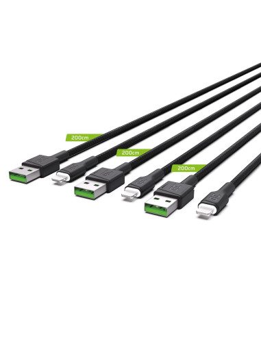 Green Cell Zestaw Kabli Kabgcset06 3X Kabel Gc Ray Usb - Lightning 200Cm, Biały Led