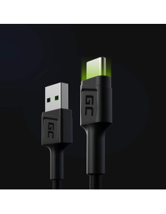Green Cell Kabel Kabgc06 Gc Ray Usb - Usb-C 120Cm, Zielony Led, Szybkie Ładowanie Ultra Charge, Qc 3.0 2