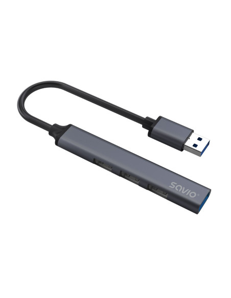 Savio Hub Usb-A - 3 X Usb-A 2.0, 1 X Usb-A 3.0, Szary Ak-70