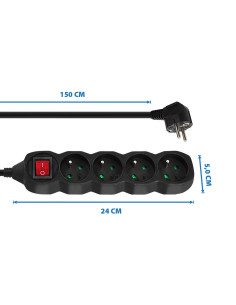 Esperanza Listwa Zasilająca 4 Gn. Wyłącznik 1.5M Czarna Elk212K 2