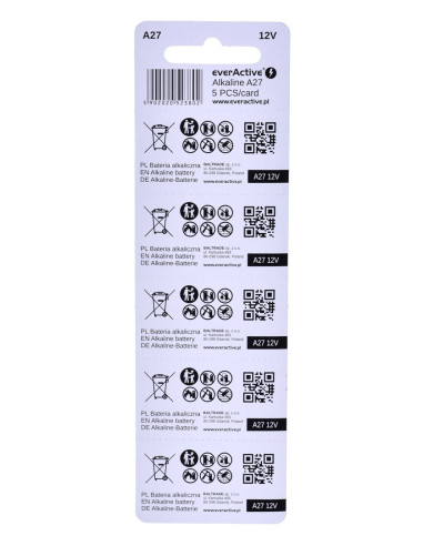 Everactive Baterie Alkaliczne 27A 12V, Blister 5 Szt. 27A5Bl