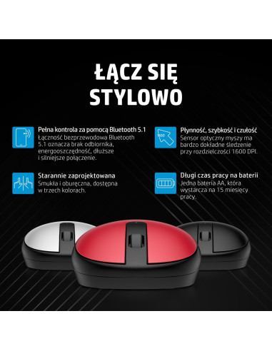 Mysz Hp 240 Black Bluetooth Mouse Bezprzewodowa Czarna 3V0G9Aa