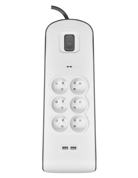 Listwa Zasilająca Belkin Power Surge 6-Port + 2Xusb-A 2.4A 650J 2M Grey/White