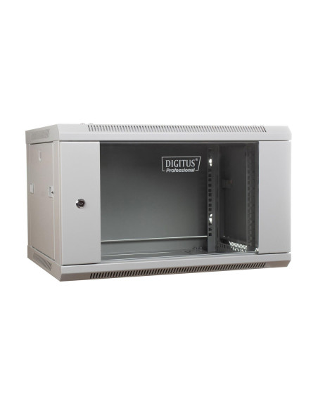 Szafa Sieciowa Wisząca 19" 6U Rack 600X450, Drzwi Szyba, Szary, Niedzielona, Niezłożona, 60Kg