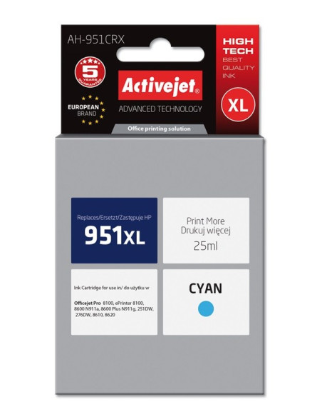 Activejet Ah-951Crx Tusz (Zamiennik Hp 951Xl Cn046Ae  Premium  25 Ml  Niebieski)