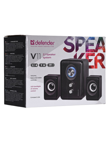 Defender Głośniki Komputerowe V11 2.1 11W Usb Kontrola Basów I Niskich Tonów 65111