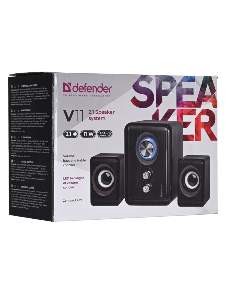 Defender Głośniki Komputerowe V11 2.1 11W Usb Kontrola Basów I Niskich Tonów 65111