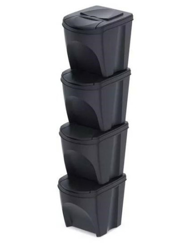 Keden Kosz Na Śmieci Sortibox 25L Set 4 - Antracyt Eco Wood
