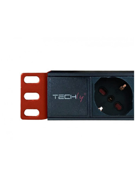 Techly I-Case Strip-81V2 Rozdzielacz Zasilania Pdu 8 X Gniazdo Sieciowe 1U Czarny, Czerwony