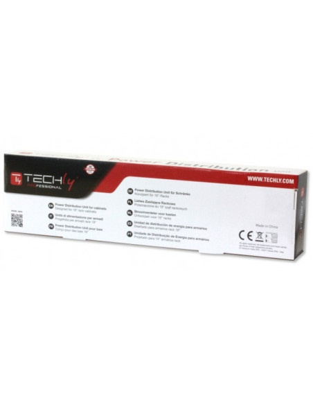 Techly I-Case Strip-81V2 Rozdzielacz Zasilania Pdu 8 X Gniazdo Sieciowe 1U Czarny, Czerwony