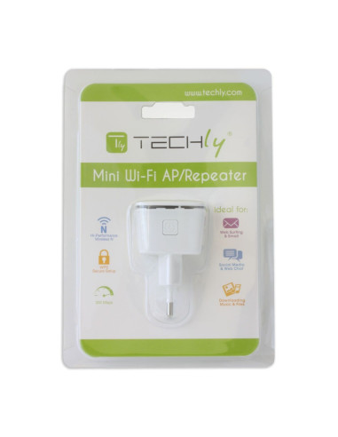 Techly I-Wl-Repeater7 Przedłużacz Sieciowy Wzmacniacz Sieciowy Biały 10, 100 Mbit/S