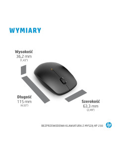 Zestaw Klawiatura + Mysz Hp 230 Wireless Mouse And Keyboard Combo Bezprzewodowe Białe 3L1F0Aa 2