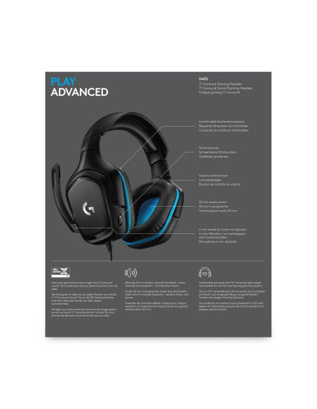 Słuchawki Z Mikrofonem Logitech 981-000770 (Kolor Czarny)