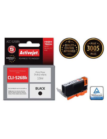 Activejet Acc-526Bn Tusz (Zamiennik Canon Cli-526Bk  Supreme  10 Ml  Czarny)
