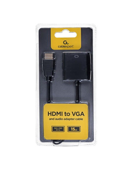 Adapter Gembird A-Hdmi-Vga-03 (Hdmi M - D-Sub (Vga) F  0,15M  Kolor Czarny)