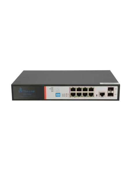Extralink Victor | Switch Poe | 8X Gigabit Poe/Poe+, 2X Sfp, 1X Port Konsolowy, 150W, Zarządzalny