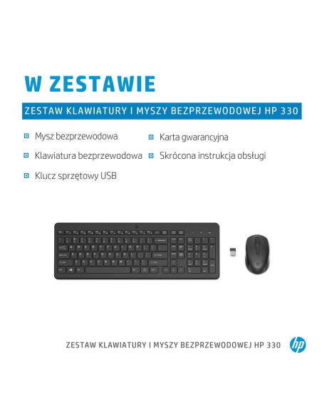 Zestaw Klawiatura + Mysz Hp 330 Wireless Mouse And Keyboard Combo Czarne 2V9E6Aa