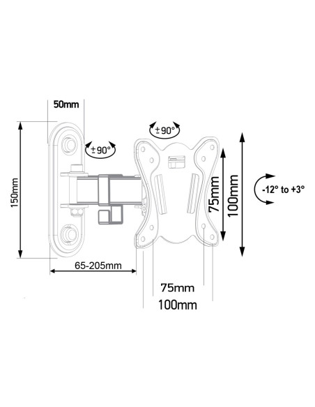 Maclean Uchwyt Do Telewizora Lub Monitora Max. Vesa 100X100, 13-32", 30Kg, Czarny Mc-416